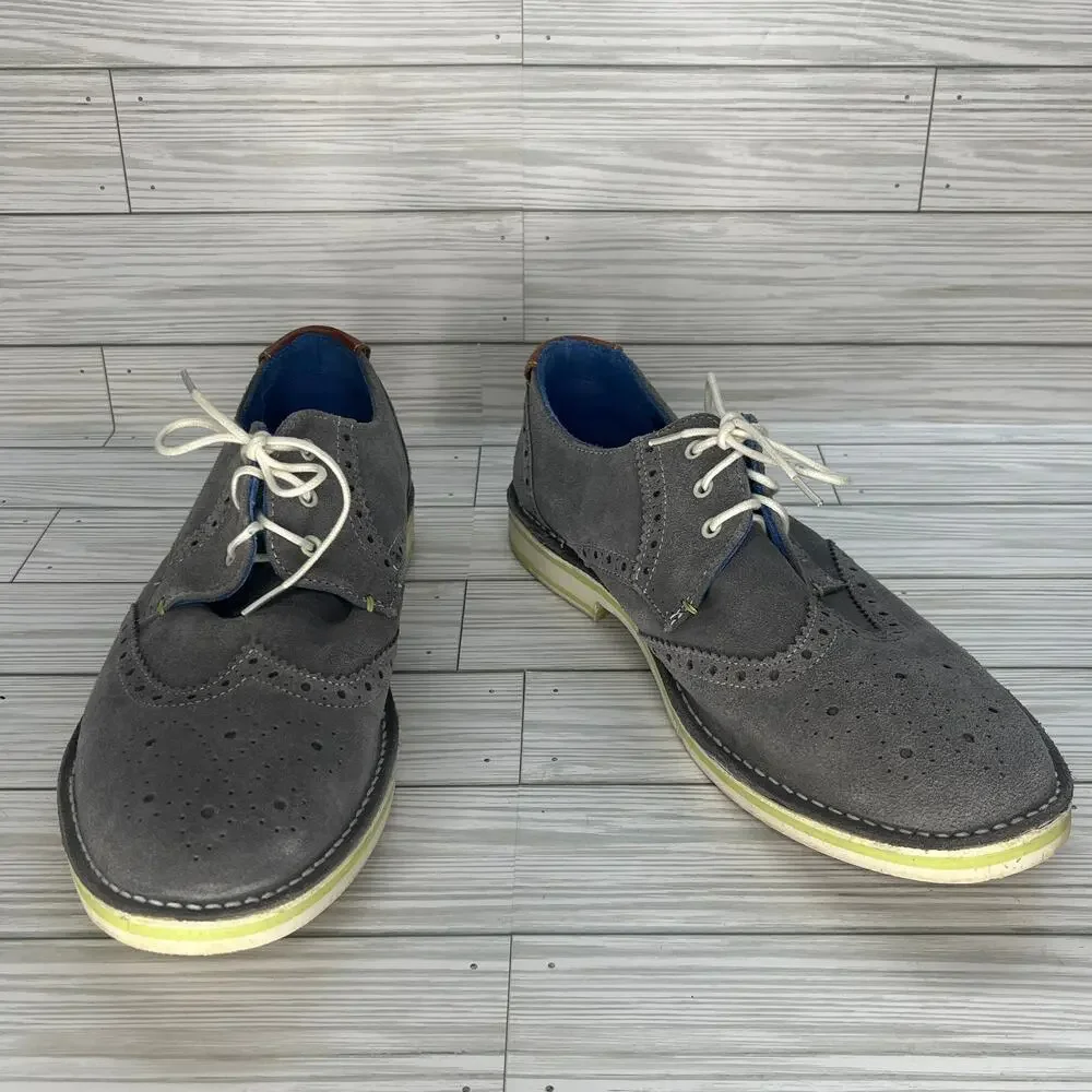 Ted Baker Men's Wingtip Gray Suede Leather Lace-up Oxford Dress Shoes Size‎ 11.5